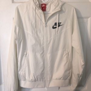 Nike white hoodie zip-up wind breaker women’s large